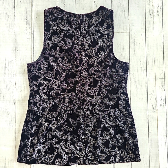 Vintage Norton McNaughton Velvet Velour Silver Shimmer Embroidery Button Up Vest - Picture 14 of 14